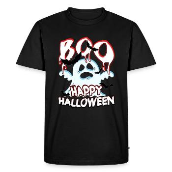 BOO Happy Halloween - funny Party Statement - Men's Premium Organic T-Shirt - black - Front - Nico (187cm)