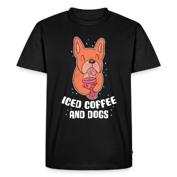 Iced Coffee And Dogs Coffee Gift - Men's Premium Organic T-Shirt - black - Front - Nico (187cm)