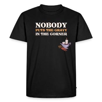Gravy In The Corner Thanksgiving Gift - Men's Premium Organic T-Shirt - black - Front - Nico (187cm)