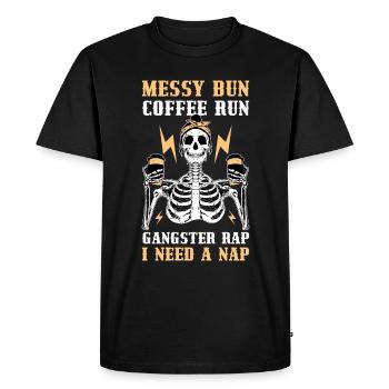 Messy Bun Coffee Run Coffee Gift - Men's Premium Organic T-Shirt - black - Front - Nico (187cm)