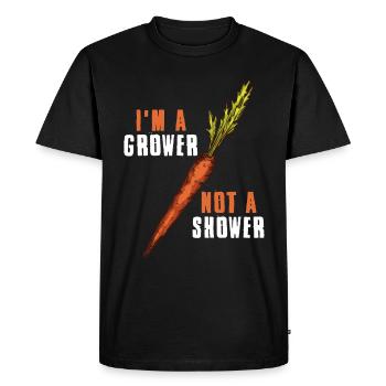 Im A Grower Not A Shower Carrot Gift - Men's Premium Organic T-Shirt - black - Front - Nico (187cm)