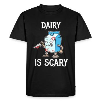 Dairy Is Scary Vegan Gift - Men's Premium Organic T-Shirt - black - Front - Nico (187cm)