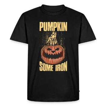 Citrouille Un cadeau de citrouille d’Halloween en fer - T-shirt Premium bio Homme - noir - Devant - Nico (187cm)