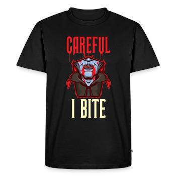 Attention je mords vampire cadeau - T-shirt Premium bio Homme - noir - Devant - Nico (187cm)