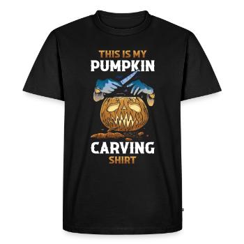Ceci est mon cadeau de citrouille sculptant la citrouille - T-shirt Premium bio Homme - noir - Devant - Nico (187cm)