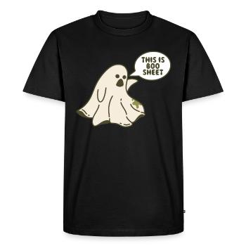 Ceci est Boo Sheet Spirit Gift - T-shirt Premium bio Homme - noir - Devant - Nico (187cm)