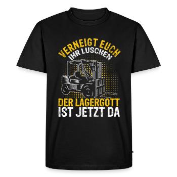 Lagergott Gabelstapler Staplerfahrer Lagerhalle Fa - Männer Premium Bio T-Shirt - Schwarz - Vorne - Nico (187cm)