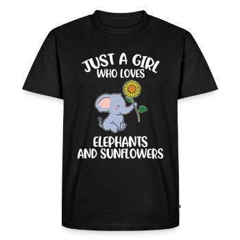 Éléphants et tournesols Cadeau éléphant - T-shirt Premium bio Homme - noir - Devant - Nico (187cm)