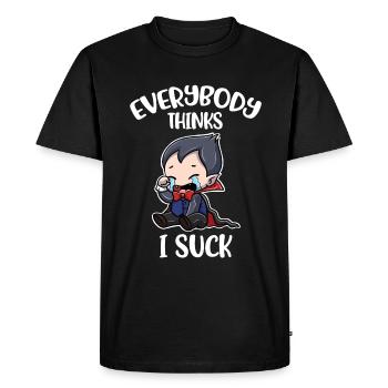 Tout le monde pense que je suce un cadeau de vampire - T-shirt Premium bio Homme - noir - Devant - Nico (187cm)