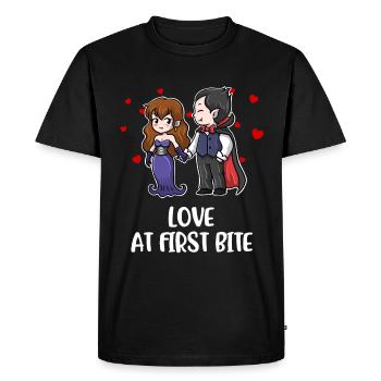 Vampire Amour à la première bouchée Vampire Cadeau - T-shirt Premium bio Homme - noir - Devant - Nico (187cm)