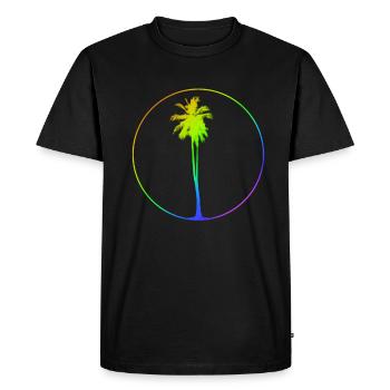 Rainbow Palm - Tree - Palm - LGBTQ - Men's Premium Organic T-Shirt - black - Front - Nico (187cm)