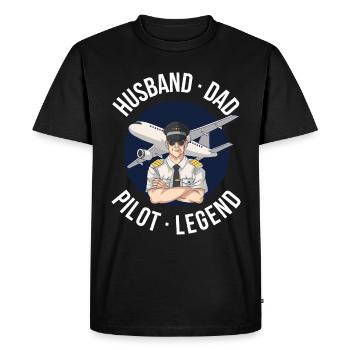 Husband Dad Pilot Legend Pilot Gift - Men's Premium Organic T-Shirt - black - Front - Nico (187cm)