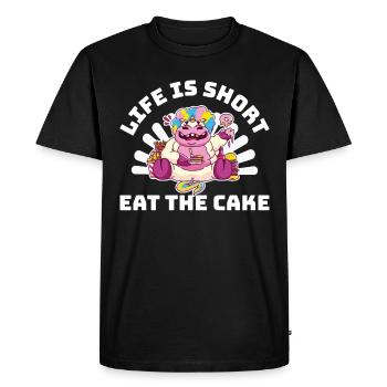 La vie est courte Mangez le gâteau Gâteau Cadeau - T-shirt Premium bio Homme - noir - Devant - Nico (187cm)
