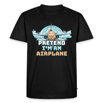 Pretend Im An Airplane Pilot Gift - Men's Premium Organic T-Shirt - black - Front - Nico (187cm)