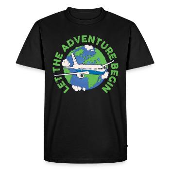 Let The Adventure Begin Airplane Pilot Gift - Men's Premium Organic T-Shirt - black - Front - Nico (187cm)