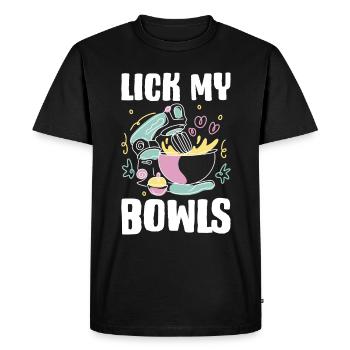 Lick My Bowls Baking Gift - Men's Premium Organic T-Shirt - black - Front - Nico (187cm)