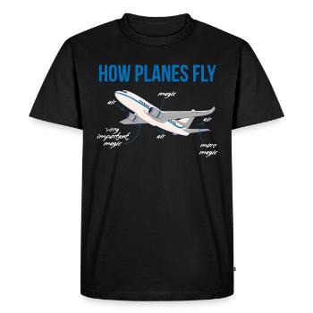 How Planes Fly Pilot Geschenk - Männer Premium Bio T-Shirt - Schwarz - Vorne - Nico (187cm)