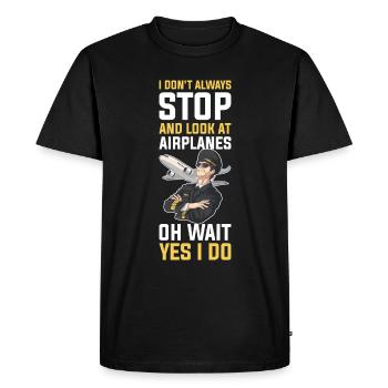 Look At Airplanes Pilot Gift - Men's Premium Organic T-Shirt - black - Front - Nico (187cm)