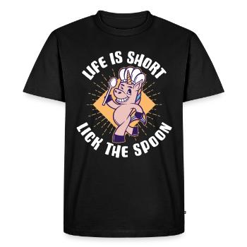 La vie est courte lécher le cadeau de cuisson à la cuillère - T-shirt Premium bio Homme - noir - Devant - Nico (187cm)