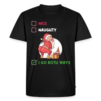 I Go Both Ways Naughty or Nice Gift - Men's Premium Organic T-Shirt - black - Front - Nico (187cm)