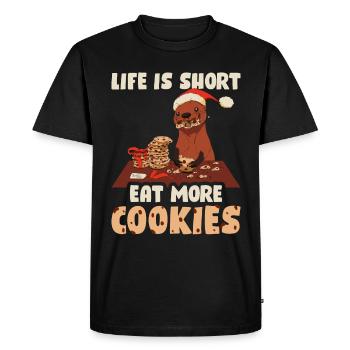 La vie est courte Mangez plus de biscuits Cookie Gift - T-shirt Premium bio Homme - noir - Devant - Nico (187cm)