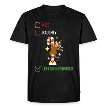 Left Unsupervised Naughty or Cute Gift - Men's Premium Organic T-Shirt - black - Front - Nico (187cm)