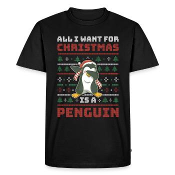 Noël Pingouin Pull de Noël moche cadeau - T-shirt Premium bio Homme - noir - Devant - Nico (187cm)