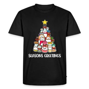 Seasons Greetings Cadeau de dîner de Noël - T-shirt Premium bio Homme - noir - Devant - Nico (187cm)