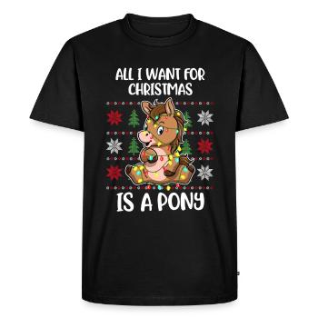 Xmas Pony Ugly Christmas Sweater Gift - Men's Premium Organic T-Shirt - black - Front - Nico (187cm)
