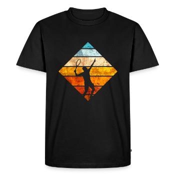 Tennis serve vintage gunge - Joueur de tennis - T-shirt Premium bio Homme - noir - Devant - Nico (187cm)