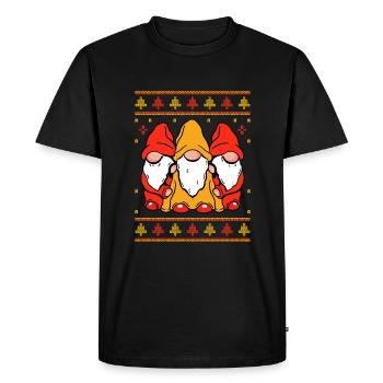 Trois elfes | Gnome - Noël de la famille des elfes - T-shirt Premium bio Homme - noir - Devant - Nico (187cm)
