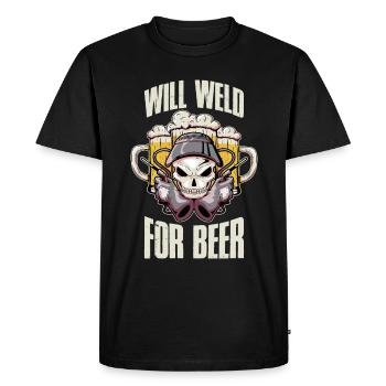 Will Weld For Beer Welder Cadeau - T-shirt Premium bio Homme - noir - Devant - Nico (187cm)