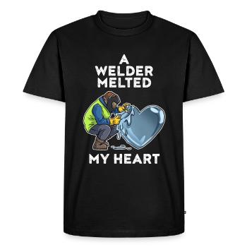 Un soudeur a fait fondre mon cœur cadeau de soudeur - T-shirt Premium bio Homme - noir - Devant - Nico (187cm)
