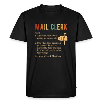 Définition de commis au courrier, commis au courrier - T-shirt Premium bio Homme - noir - Devant - Nico (187cm)