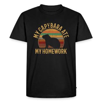 Capybara ate my homework, capybara - Men's Premium Organic T-Shirt - black - Front - Nico (187cm)