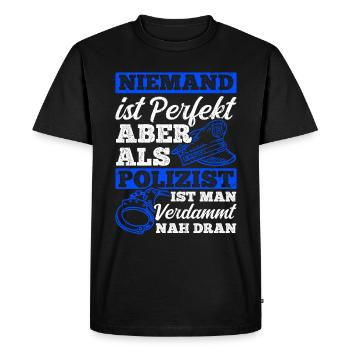 Polizeibeamte Freund & Helfer Polizei Spruch Poliz - Männer Premium Bio T-Shirt - Schwarz - Vorne - Nico (187cm)