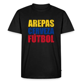 Arepas Cerveza Futbol, Venezuela, Colombie Arepas - T-shirt Premium bio Homme - noir - Devant - Nico (187cm)