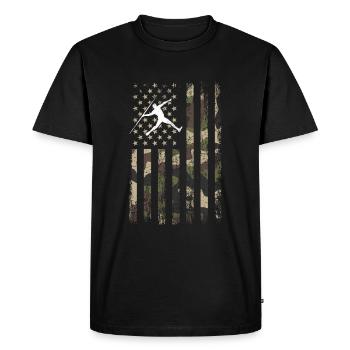 Javelin throwing American flag - Men's Premium Organic T-Shirt - black - Front - Nico (187cm)