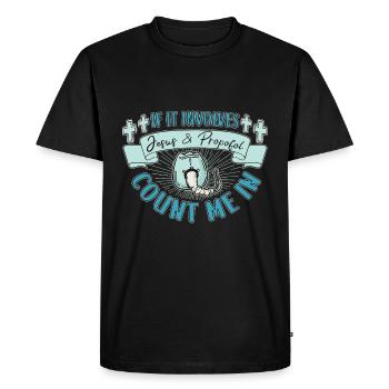 Jésus et le propofol me comptent en infirmière anesthésiste - T-shirt Premium bio Homme - noir - Devant - Nico (187cm)