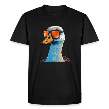 Smart Duck with Orange Glasses - Men's Premium Organic T-Shirt - black - Front - Nico (187cm)