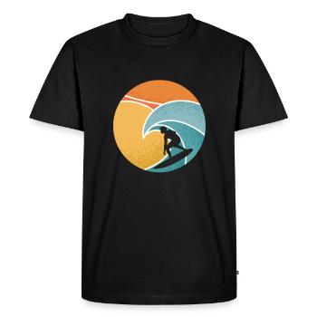 Surfeur surfant sur vague dans la mer - été - T-shirt Premium bio Homme - noir - Devant - Nico (187cm)