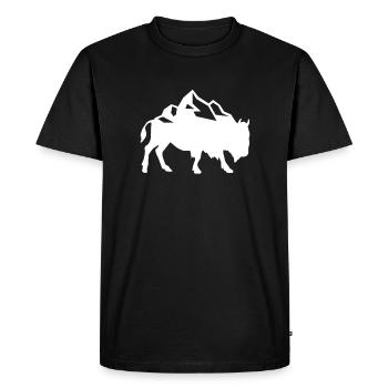 Bison et montagnes Montagnes États-Unis Amérique - T-shirt Premium bio Homme - noir - Devant - Nico (187cm)