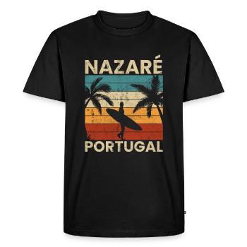 Nazare, Portugal - Men's Premium Organic T-Shirt - black - Front - Nico (187cm)