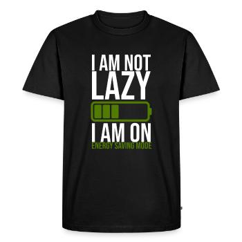 Funny saying laziness - Energy Saving Mode - Men's Premium Organic T-Shirt - black - Front - Nico (187cm)