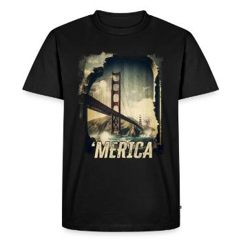 Pont vintage du Golden Gate Bridge Merica États-Unis Road Trip - T-shirt Premium bio Homme - noir - Devant - Nico (187cm)
