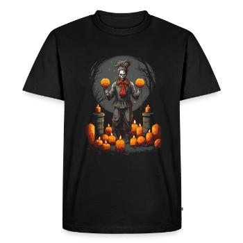 Clown d’Halloween effrayant avec des citrouilles sanglantes - T-shirt Premium bio Homme - noir - Devant - Nico (187cm)