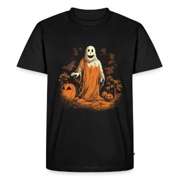 fantôme effrayant avec des citrouilles Halloween Design - T-shirt Premium bio Homme - noir - Devant - Nico (187cm)