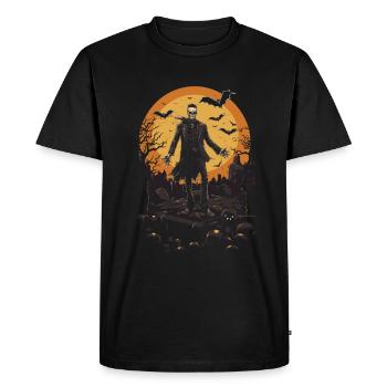 Scary skeleton zombie in cemetery - Men's Premium Organic T-Shirt - black - Front - Nico (187cm)