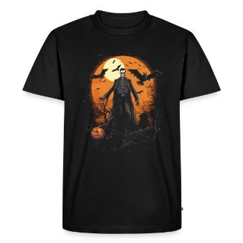 Squelette Zombie Prêtre Avec Des Chauves-Souris Devant La Lune - T-shirt Premium bio Homme - noir - Devant - Nico (187cm)