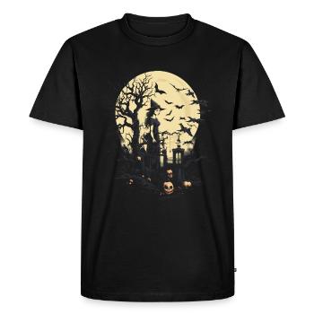 Mystic Witch with Pumpkins and Bats - Men's Premium Organic T-Shirt - black - Front - Nico (187cm)
